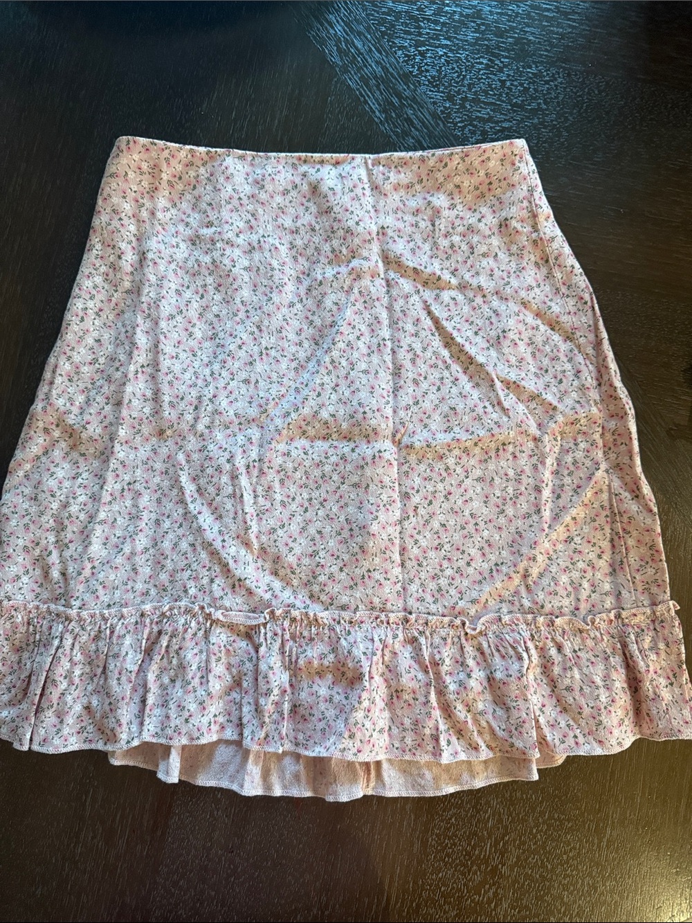 Women's Pink Floral Ruffle Hem Skirt